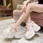 SoftSlipsy Chunky Platform Sneakers Women: Black Korean Style Height Increasing Trainers