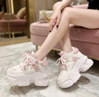 SoftSlipsy 10.5CM. Chunky Platform Sneakers Women, Height Increasing, White Korean Streetwear Trainers