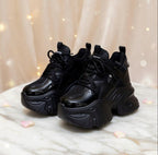 SoftSlipsy 10.5CM. Chunky Platform Sneakers Women, Height Increasing, White Korean Streetwear Trainers