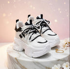 SoftSlipsy 10.5CM. Chunky Platform Sneakers Women, Height Increasing, White Korean Streetwear Trainers