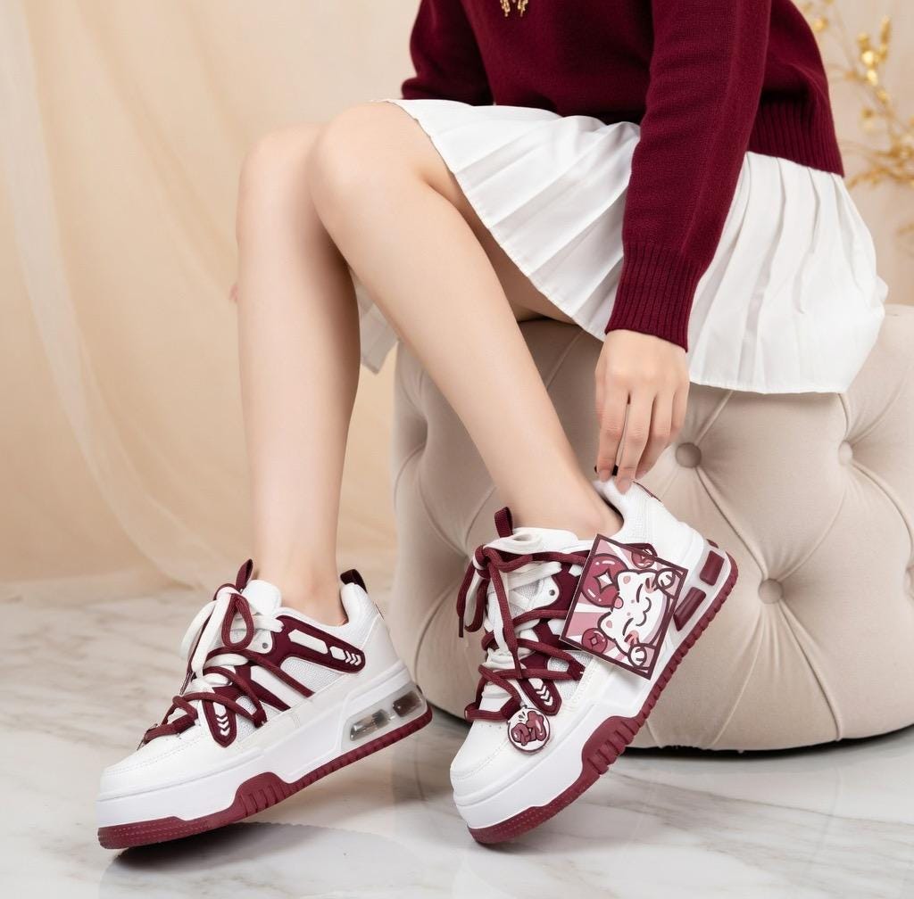 Kawaii Platform Sneakers, Pink Korean Harajuku Style Chunky Shoes | SoftSlipsy