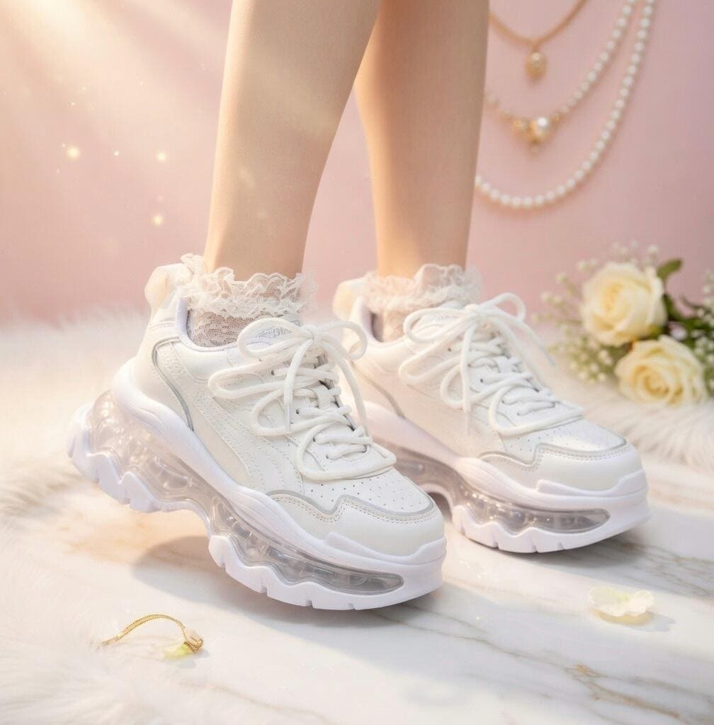 SoftSlipsy Women's Platform Sneakers: Air Cushion Trainers, Height Boost Chunky Sole