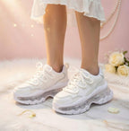 SoftSlipsy Women's Platform Sneakers: Air Cushion Trainers, Height Boost Chunky Sole