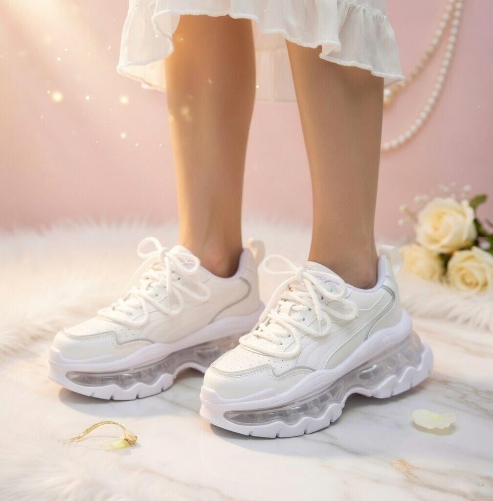 SoftSlipsy Women's Platform Sneakers, Air Cushion Sole, Height Increasing Trainers