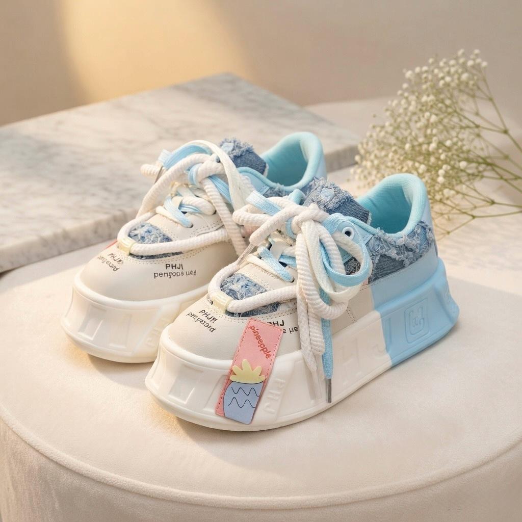 SoftSlipsy Kawaii Platform Sneakers, Pastel Pink Chunky Sole Trainers, Harajuku Style Casual Shoes