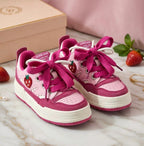 SoftSlipsy Pink Strawberry Platform Sneakers | Kawaii Chunky Sole Trainers, Korean Casual