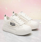 SoftSlipsy Women's Canvas Chunky Platform Sneakers – Lightweight Everyday Trainers