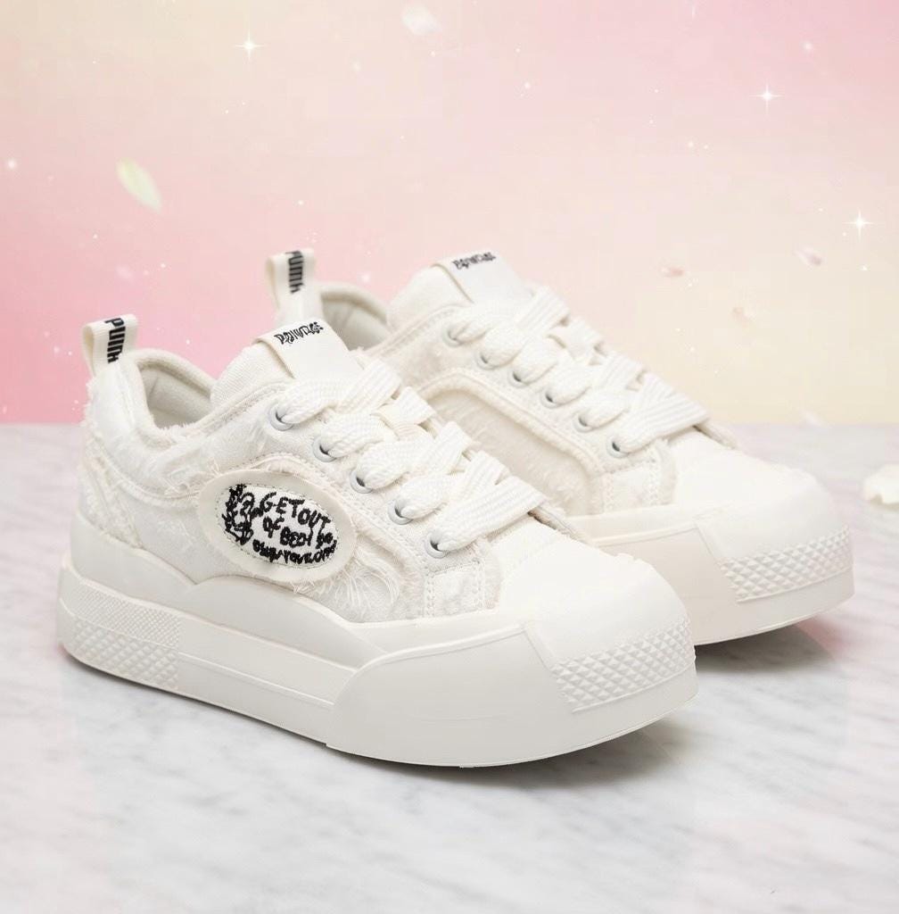 SoftSlipsy Canvas Platform Sneakers Women Thick Sole Casual Trainers Soft Girl Everyday Shoes