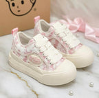 SoftSlipsy White Canvas Platform Sneakers Women – Thick Sole Casual Trainers, Soft Girl Style Shoes
