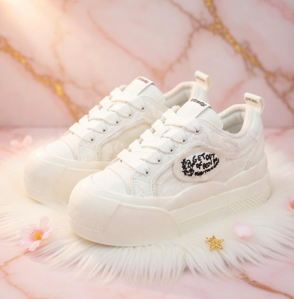 SoftSlipsy Canvas Platform Sneakers Women Thick Sole Casual Trainers Soft Girl Everyday Shoes