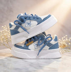 SoftSlipsy Blue Denim Platform Sneakers Women | Chunky Sole Skate Trainers Streetwear