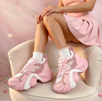 SoftSlipsy Pink Chunky Platform Sneakers | Women's Korean Style Trainers, Soft Girl Streetwear