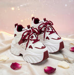 SoftSlipsy Red White Platform Sneakers Women Height Increasing Trainers Thick Sole Streetwear
