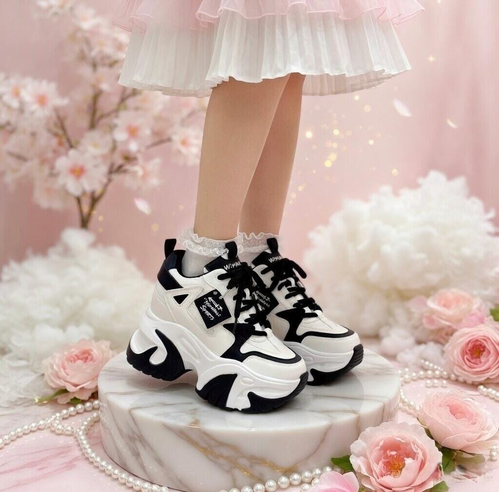 SoftSlipsy Pink Chunky Platform Sneakers | Women's Height Increasing Trainers, Korean Fashion Style