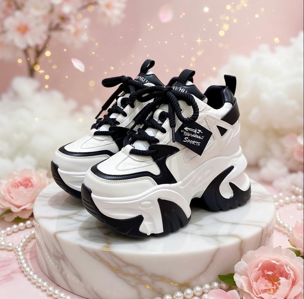 SoftSlipsy High Platform Sneakers Women Chunky Sole Trainers Height Boost Fashion Streetwear Shoes.