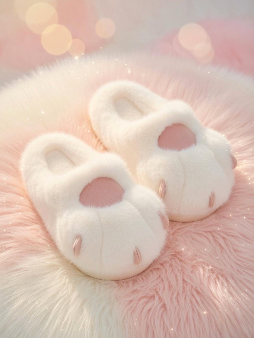 Plush Cat Paw Slippers | Soft Fluffy Indoor House Shoes, Cozy Winter Warmth | SoftSlipsy