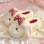 Coquette Bunny Slippers with Bow, Plush Kawaii Rabbit Indoor Shoes | SoftSlipsy