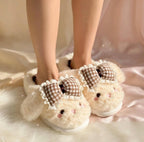 Coquette Bunny Slippers with Bow, Plush Kawaii Rabbit Indoor Shoes | SoftSlipsy