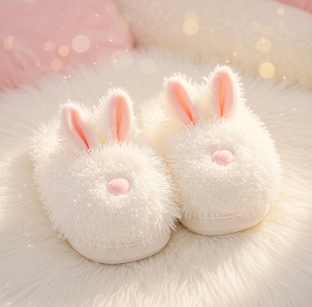 Fluffy Bunny Slippers | Plush Rabbit House Shoes, Cozy Winter Warmth | SoftSlipsy