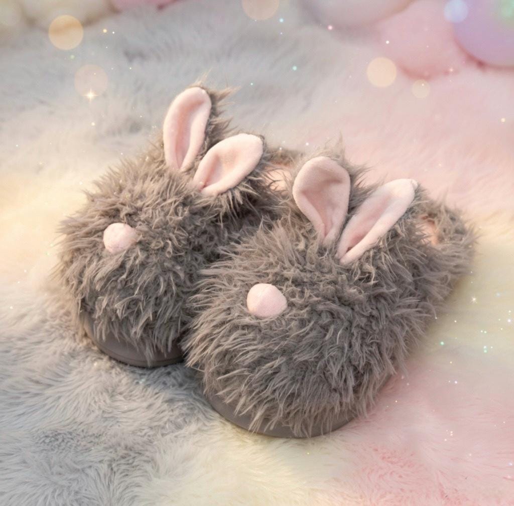 Fluffy Bunny Slippers | Plush Rabbit House Shoes, Cozy Winter Warmth | SoftSlipsy