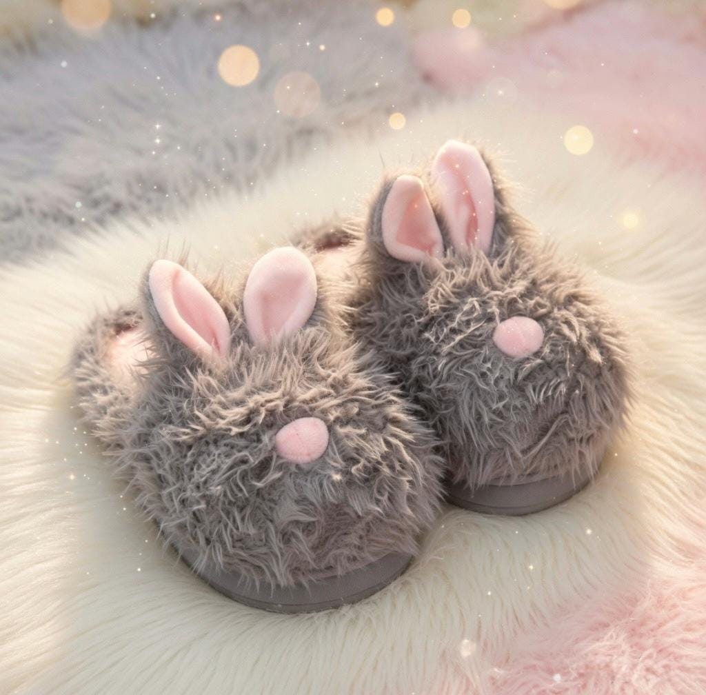 Fluffy Bunny Slippers | Plush Rabbit House Shoes, Cozy Winter Warmth | SoftSlipsy