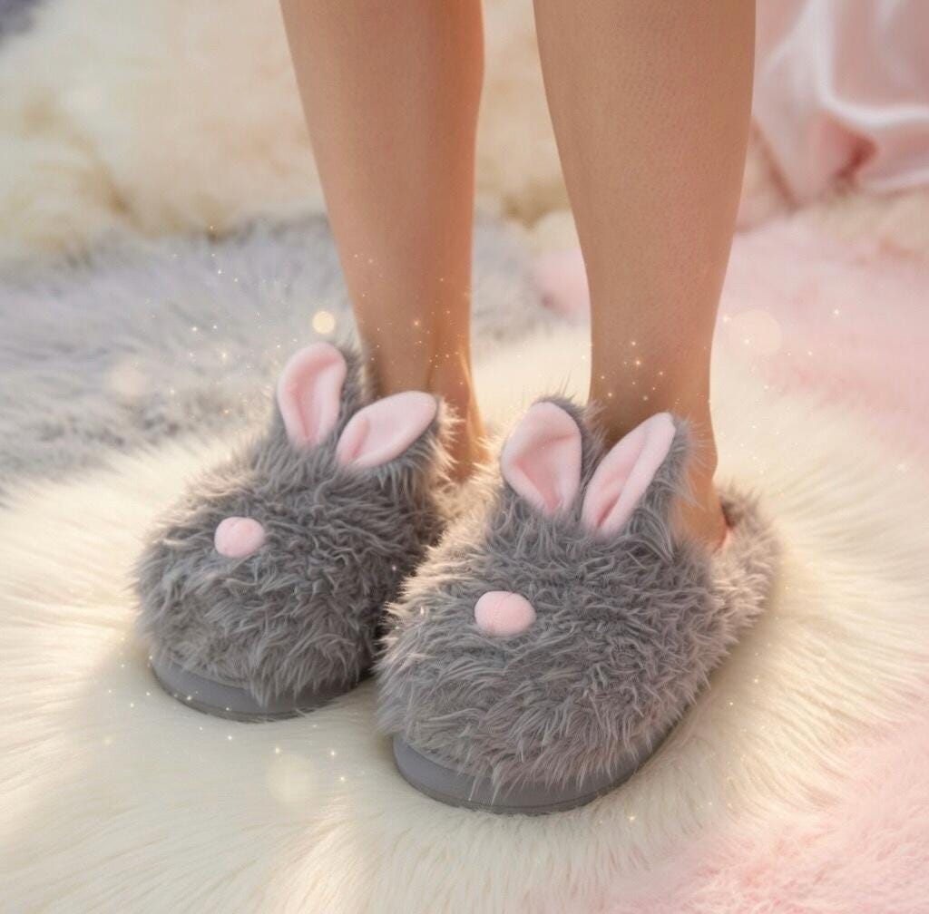 Fluffy Bunny Slippers | Plush Rabbit House Shoes, Cozy Winter Warmth | SoftSlipsy