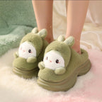 Plush Bunny Platform Slippers | Kawaii Rabbit House Shoes, Cozy Winter Indoor Footwear | SoftSlipsy
