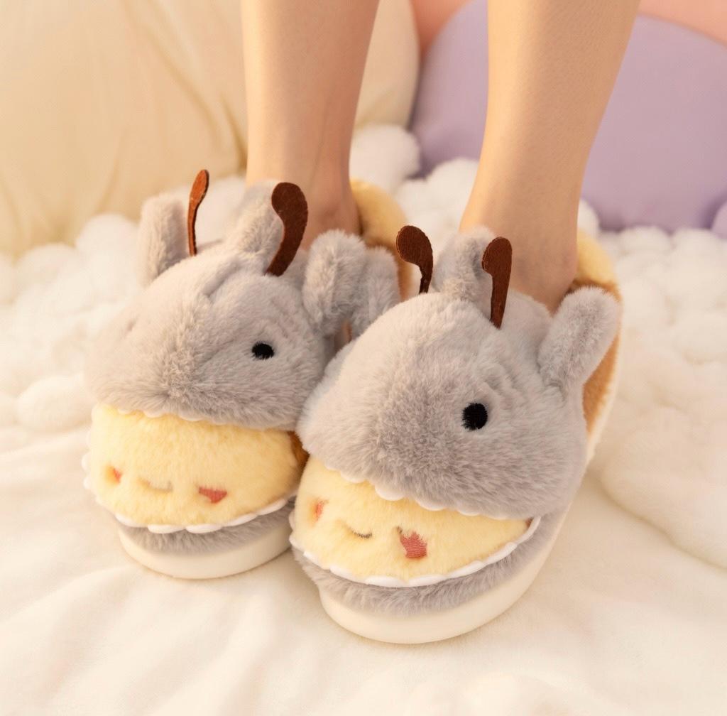 Shark Bee Hybrid Plush Slippers | Soft Cozy Fuzzy Indoor Shoes | SoftSlipsy