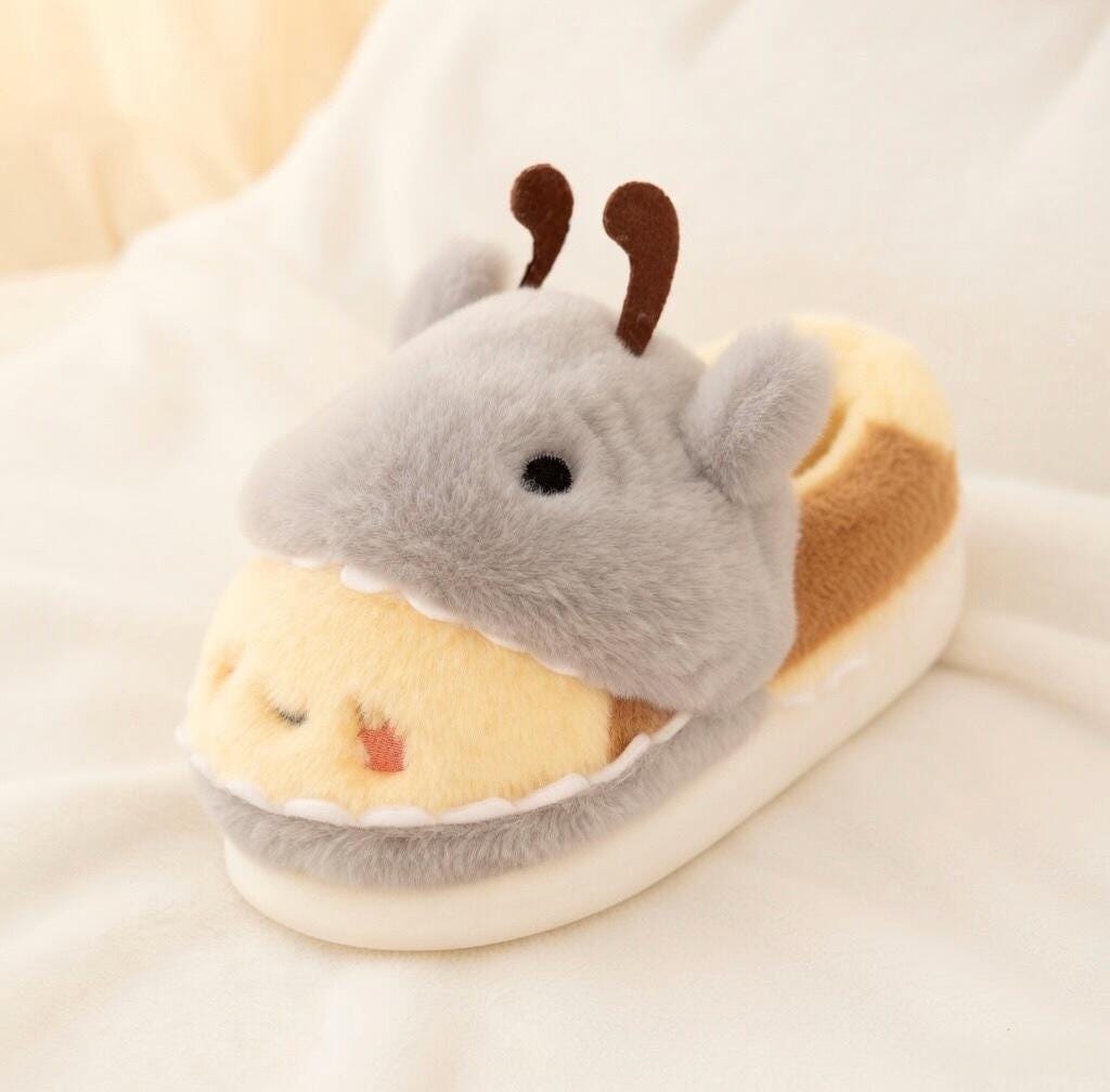 Shark Bee Hybrid Plush Slippers | Soft Cozy Fuzzy Indoor Shoes | SoftSlipsy