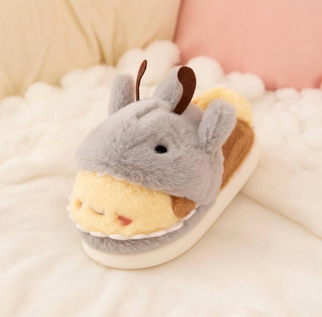 Shark Bee Hybrid Plush Slippers | Soft Cozy Fuzzy Indoor Shoes | SoftSlipsy