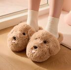 Plush Puppy Face Slippers | Soft Cozy Indoor Dog Shoes | SoftSlipsy