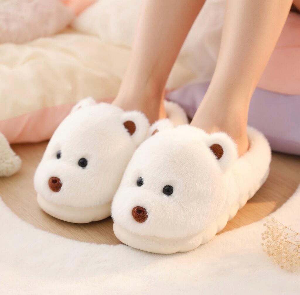 Plush Teddy Bear Slippers | Cozy Fuzzy Indoor Shoes for Women | SoftSlipsy