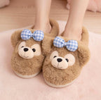 Plush Bow Bear Slippers | Cozy Teddy Bear Indoor Shoes for Women | SoftSlipsy