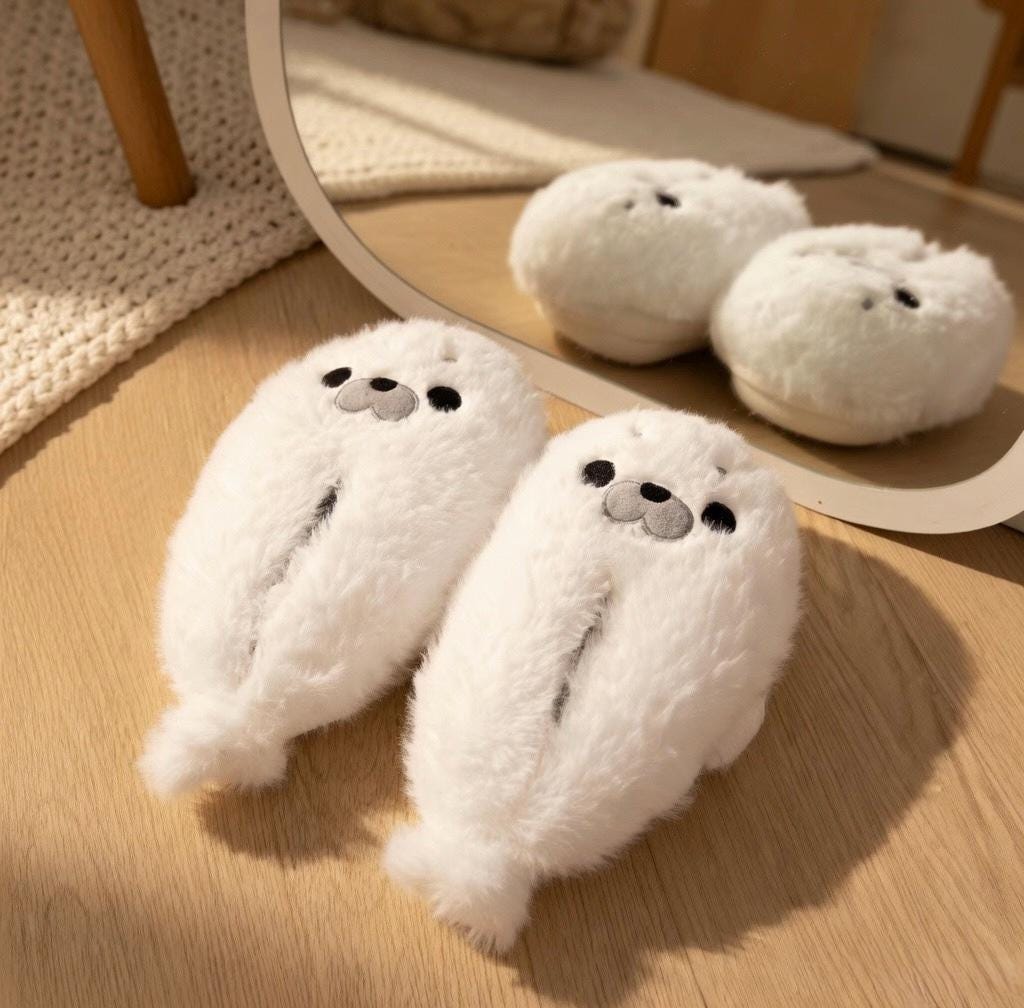 Women's Seal Plush Slippers | Ultra-Soft Fluffy Animal House Shoes | Cozy Winter Indoor Footwear | SoftSlipsy