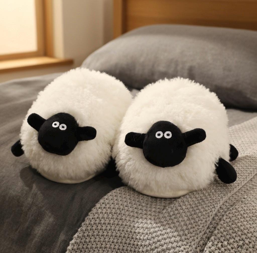 Women's Sheep Plush Slippers | Fluffy Animal House Shoes, Cozy Winter Warmth | SoftSlipsy