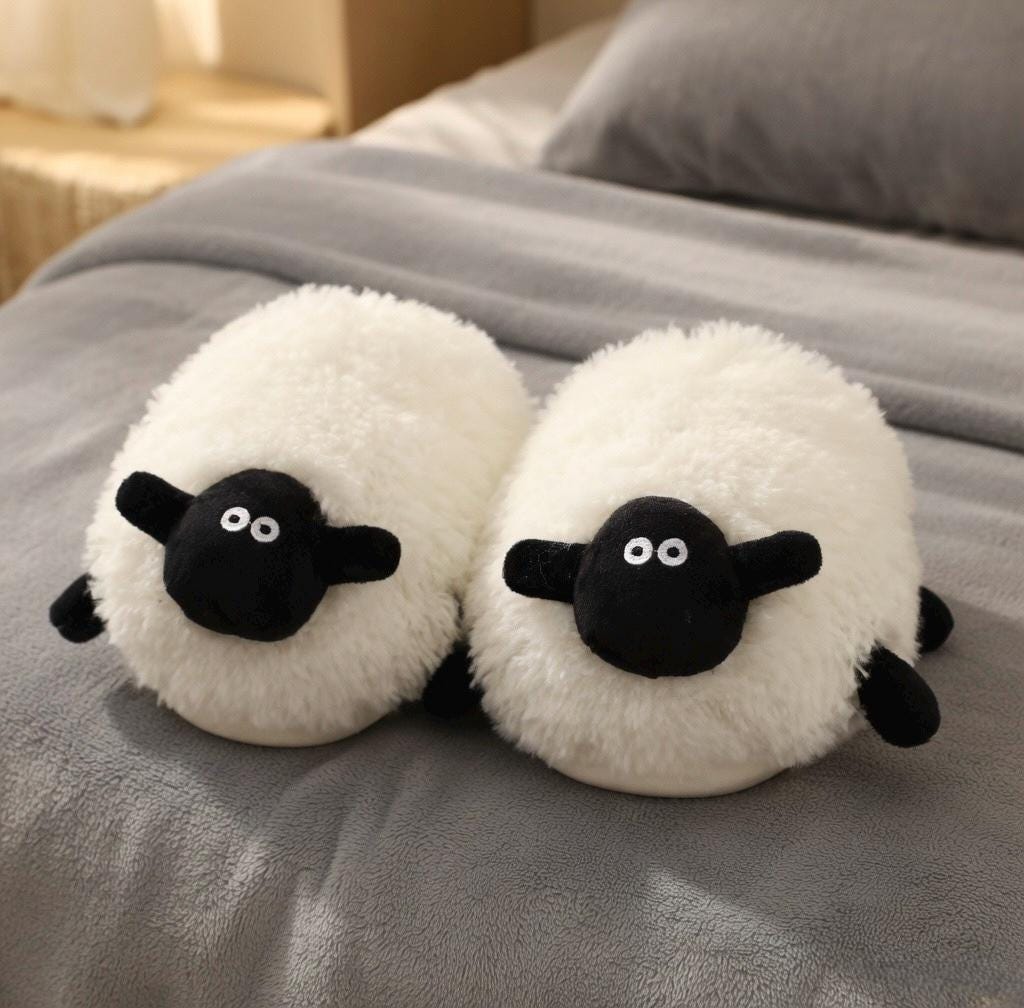 Women's Sheep Plush Slippers | Fluffy Animal House Shoes, Cozy Winter Warmth | SoftSlipsy