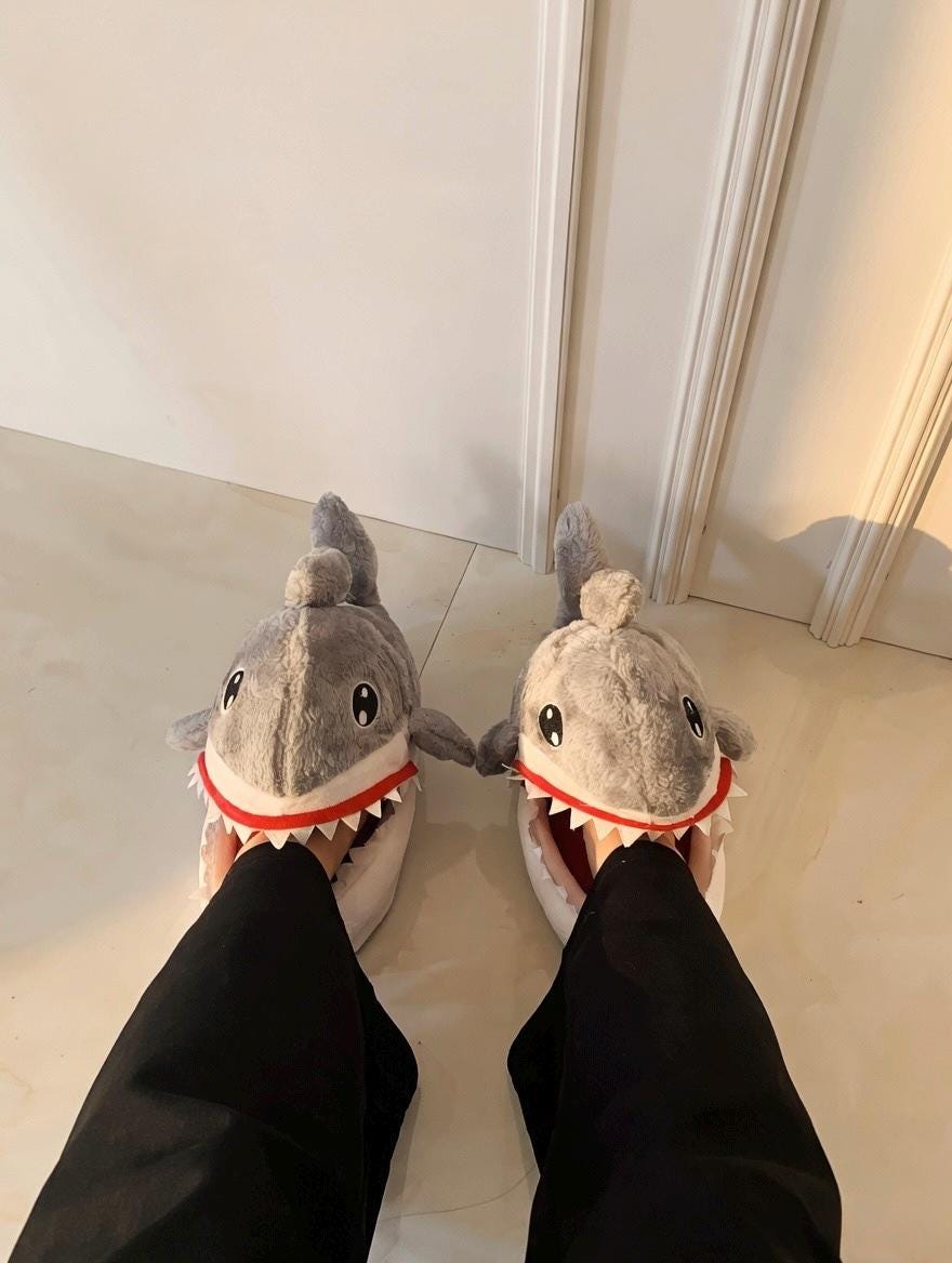 Plush Shark Slippers for Women | Cozy Animal House Shoes | Fun Indoor Footwear | SoftSlipsy