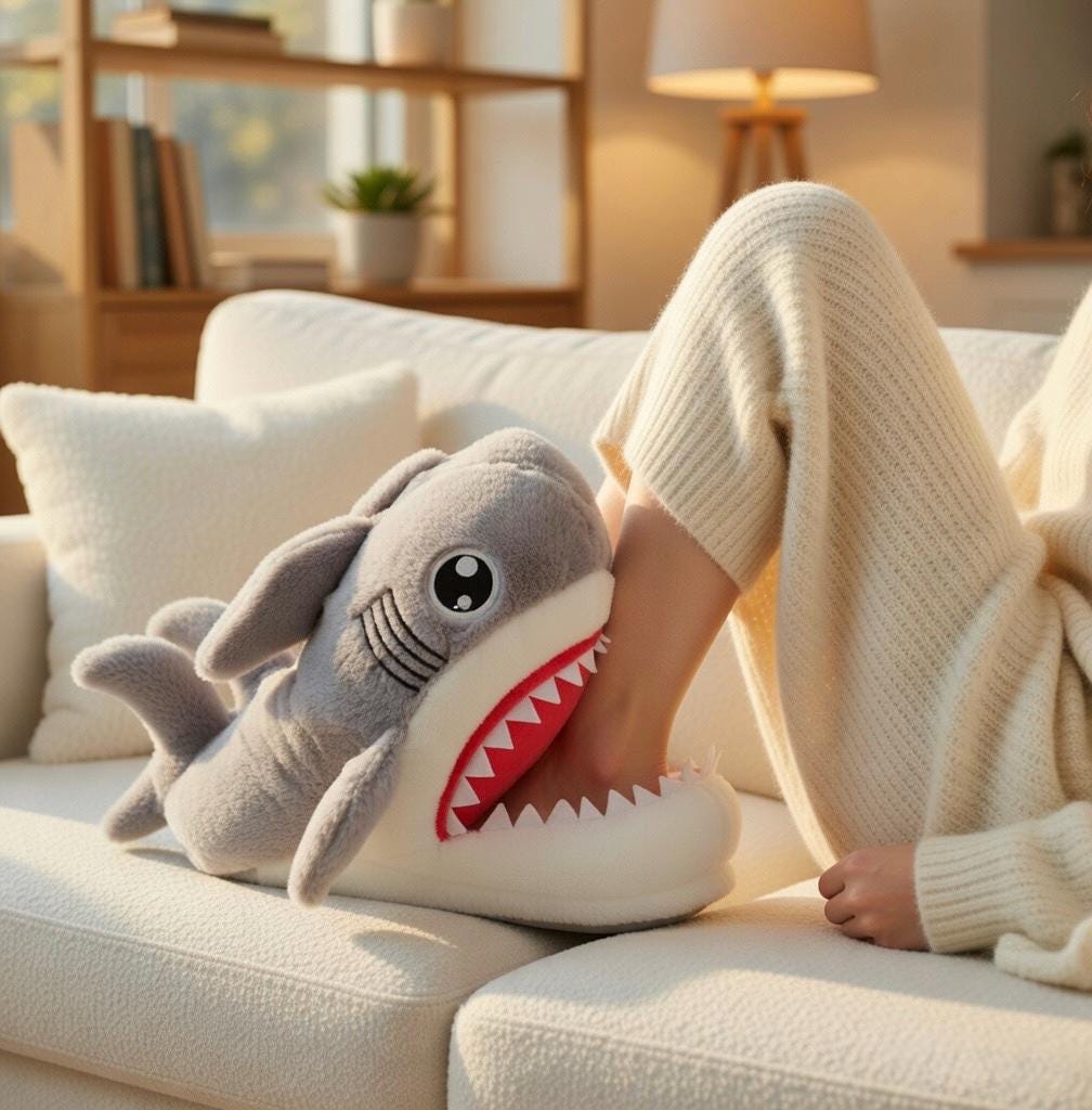 Plush Shark Slippers for Women | Cozy Animal House Shoes | Fun Indoor Footwear | SoftSlipsy
