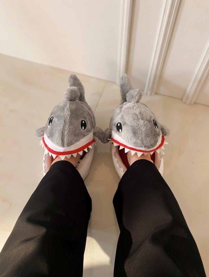 Plush Shark Slippers for Women | Cozy Animal House Shoes | Fun Indoor Footwear | SoftSlipsy