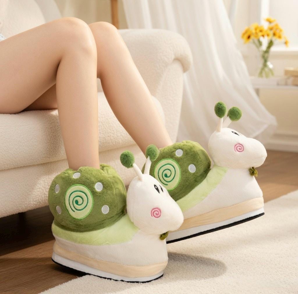 Snail Platform Slippers Women | Fluffy Kawaii Animal House Shoes (Height Boost) | SoftSlipsy