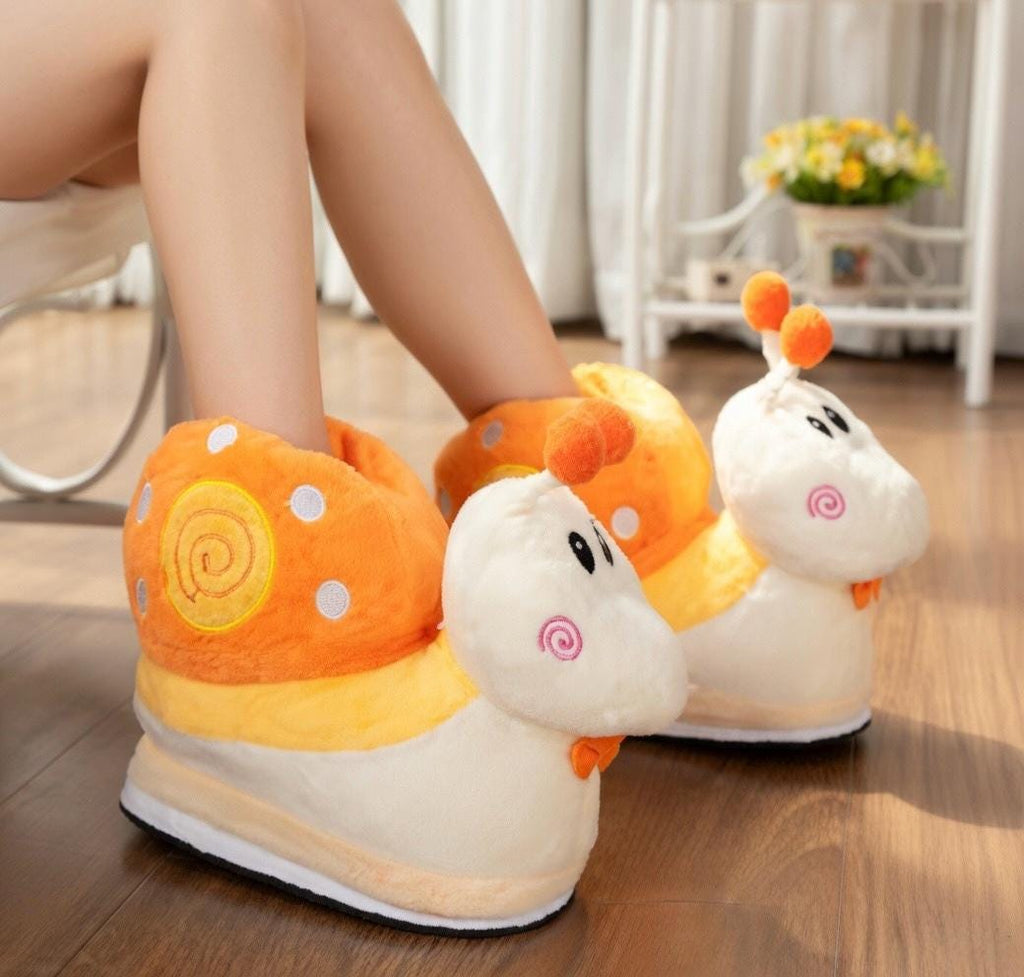 Snail Platform Slippers Women | Fluffy Kawaii Animal House Shoes (Height Boost) | SoftSlipsy