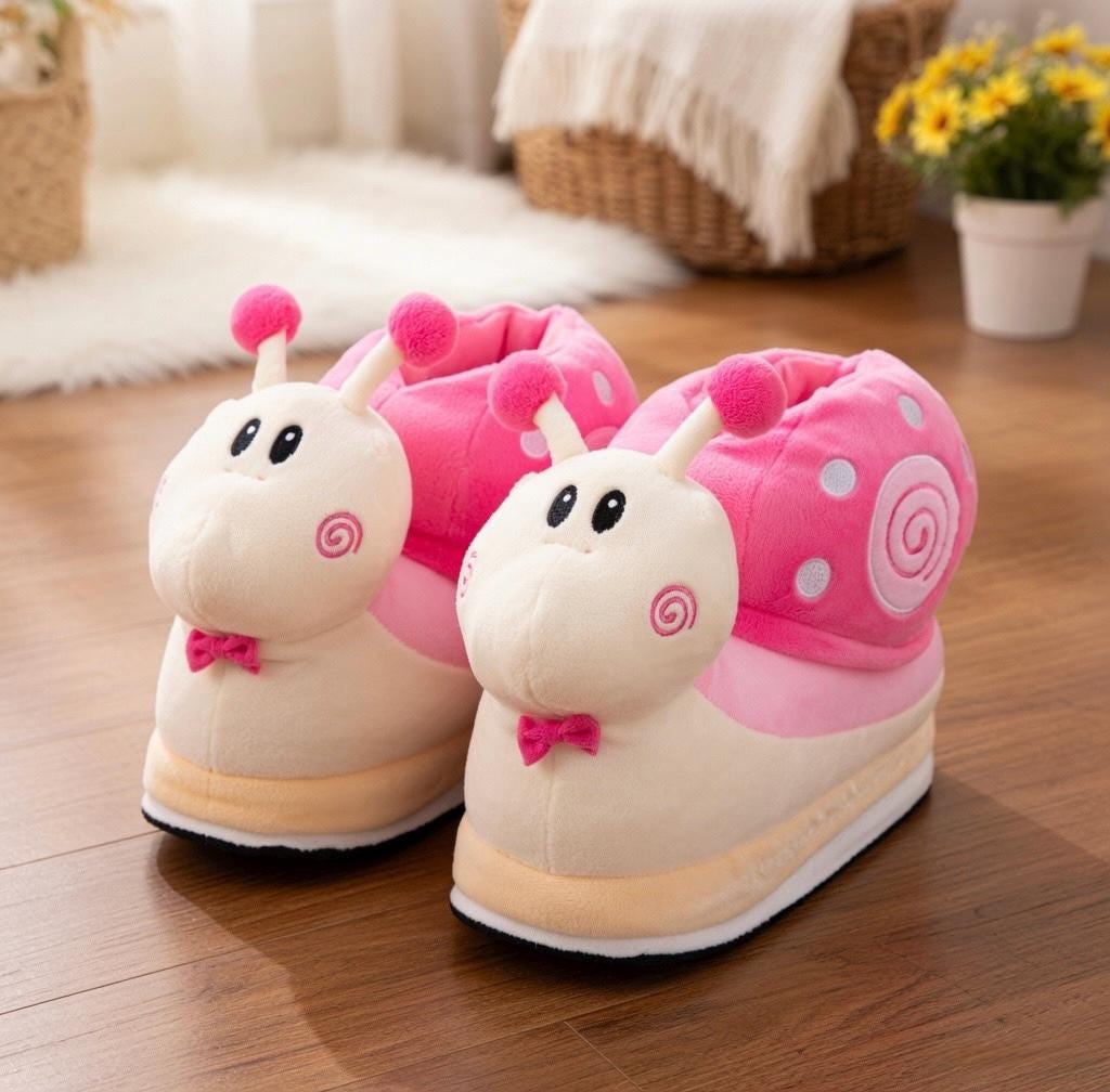 Snail Platform Slippers Women | Fluffy Kawaii Animal House Shoes (Height Boost) | SoftSlipsy