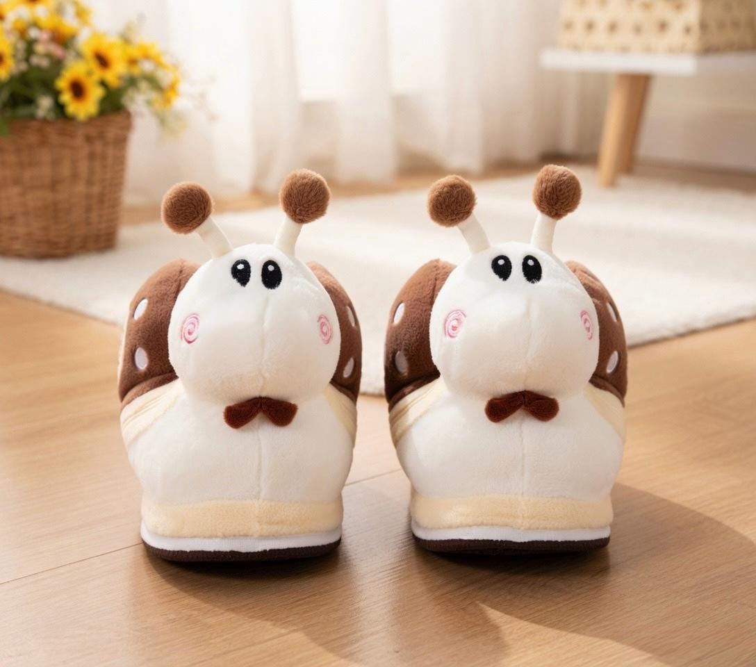 Snail Platform Slippers Women | Fluffy Kawaii Animal House Shoes (Height Boost) | SoftSlipsy