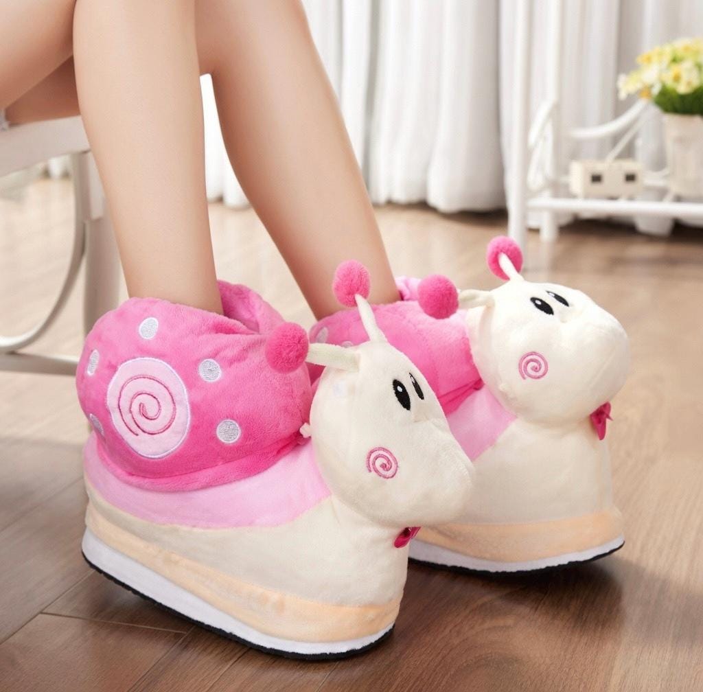 Snail Platform Slippers Women | Fluffy Kawaii Animal House Shoes (Height Boost) | SoftSlipsy