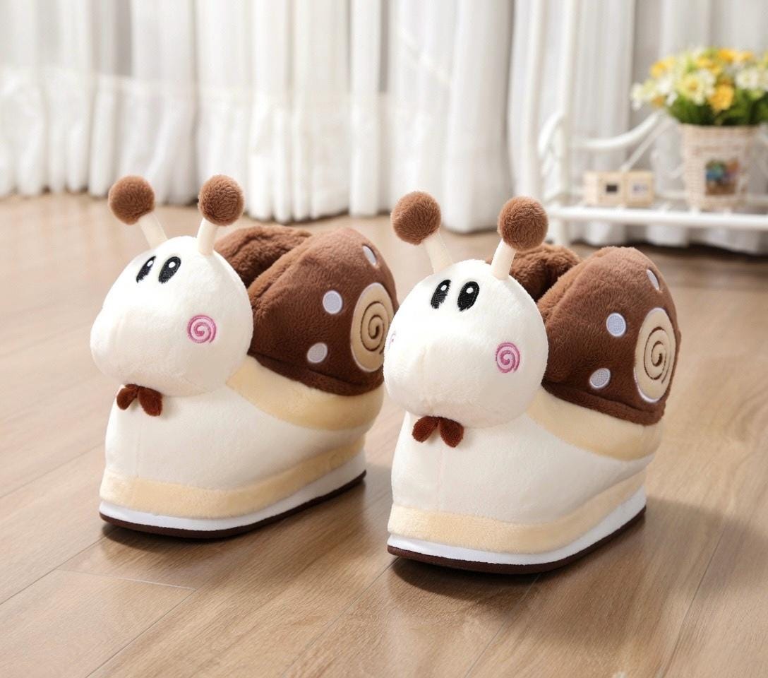 Snail Platform Slippers Women | Fluffy Kawaii Animal House Shoes (Height Boost) | SoftSlipsy
