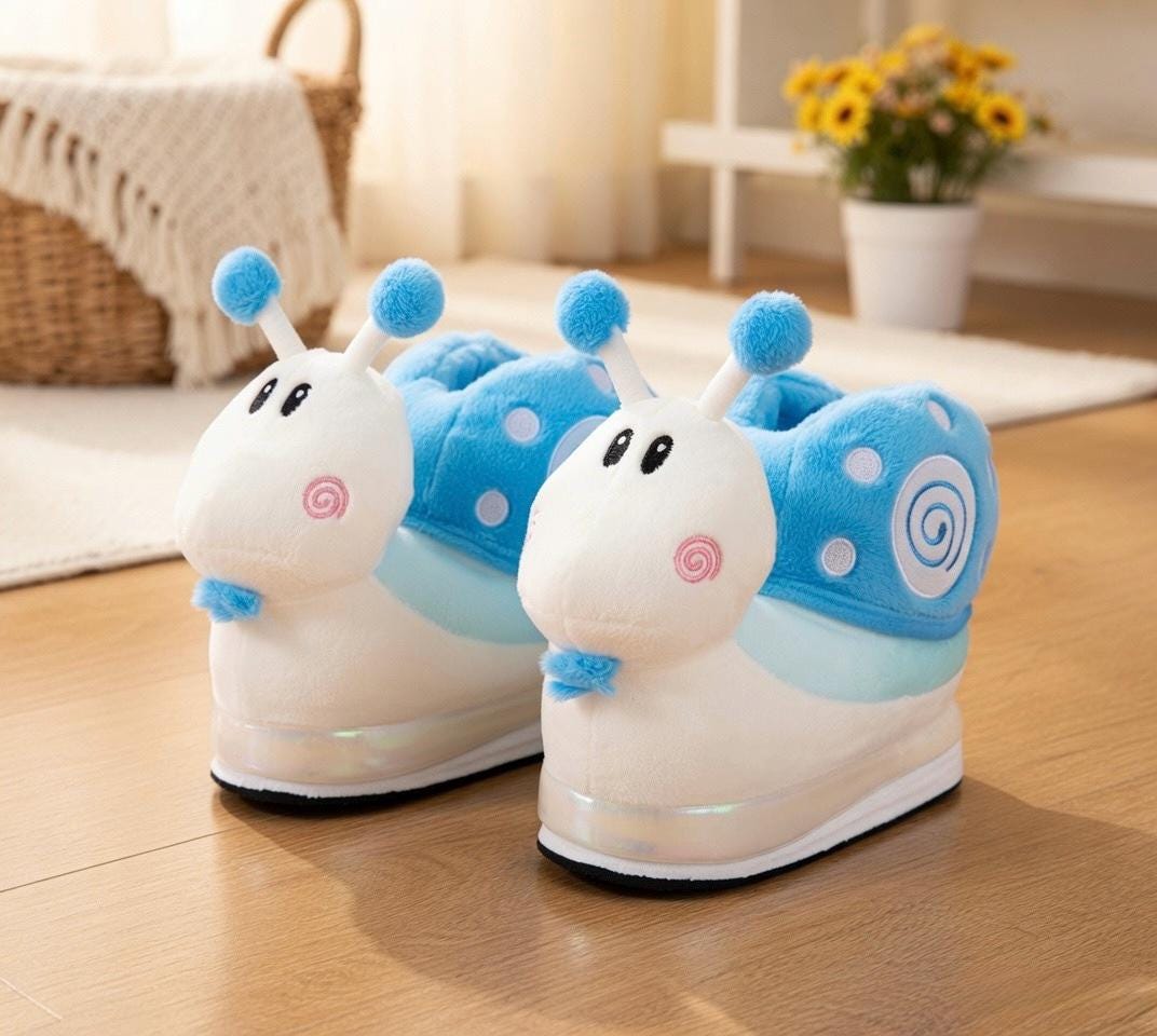 Snail Platform Slippers Women | Fluffy Kawaii Animal House Shoes (Height Boost) | SoftSlipsy
