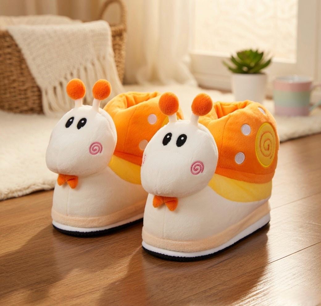 Snail Platform Slippers Women | Fluffy Kawaii Animal House Shoes (Height Boost) | SoftSlipsy
