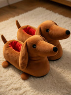 Dachshund Slippers Women | Plush Sausage Dog Cozy House Shoes | Soft Animal Indoor Wear | SoftSlipsy