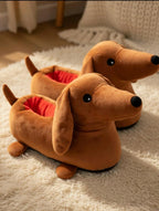 Dachshund Slippers Women | Plush Sausage Dog Cozy House Shoes | Soft Animal Indoor Wear | SoftSlipsy