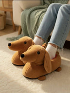 Dachshund Slippers Women | Plush Sausage Dog Cozy House Shoes | Soft Animal Indoor Wear | SoftSlipsy